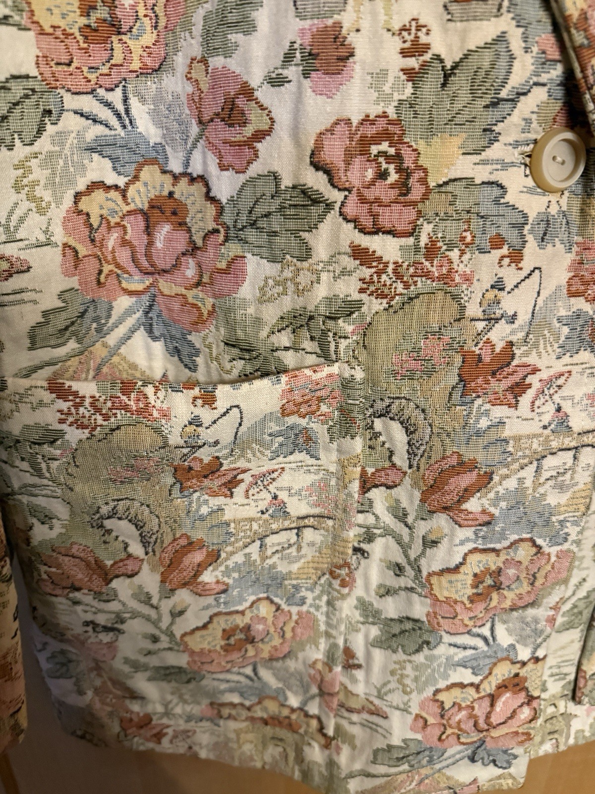 Vintage Floral Oversized Blazer No Brand Hand Made ? Boho- Hippy L/Xl See Mesh