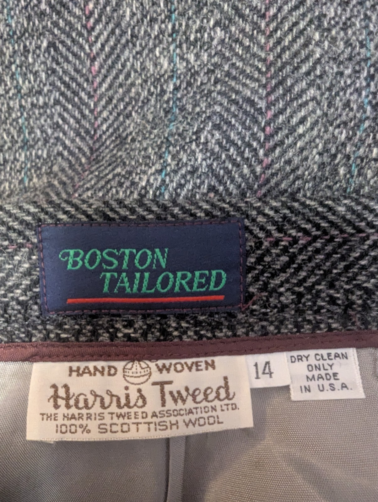 Vintage Harris Tweed Hand Woven Scottish Wool Skirt Size 14