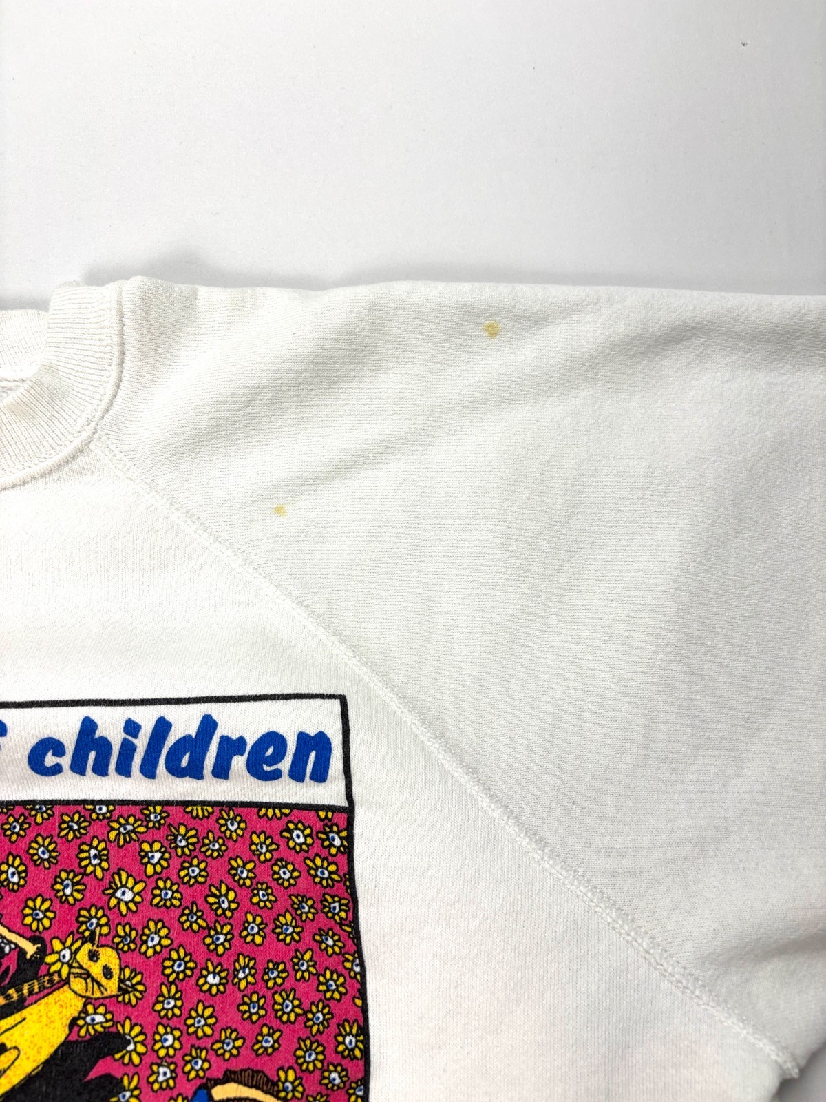 VTG Kiki My Head Is Full Of Children Crewneck Sweatshirt White L Hanes 80s Art
