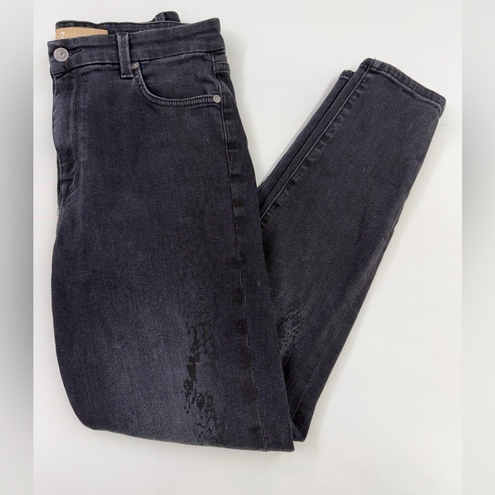 7 For All Mankind Luxe Vintage Aubrey Snake Print High Waist Black Jeans Size 28