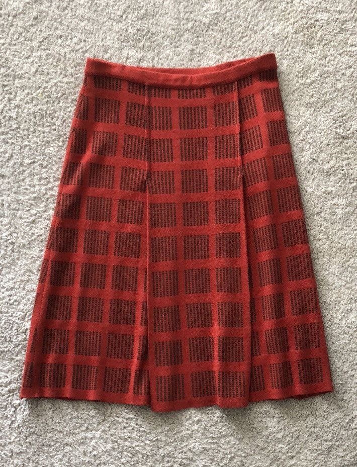 Gino Paoli Italy Mod Skirt VTG 1960s Knit Wool Pleated Mini Womens 8 Medium
