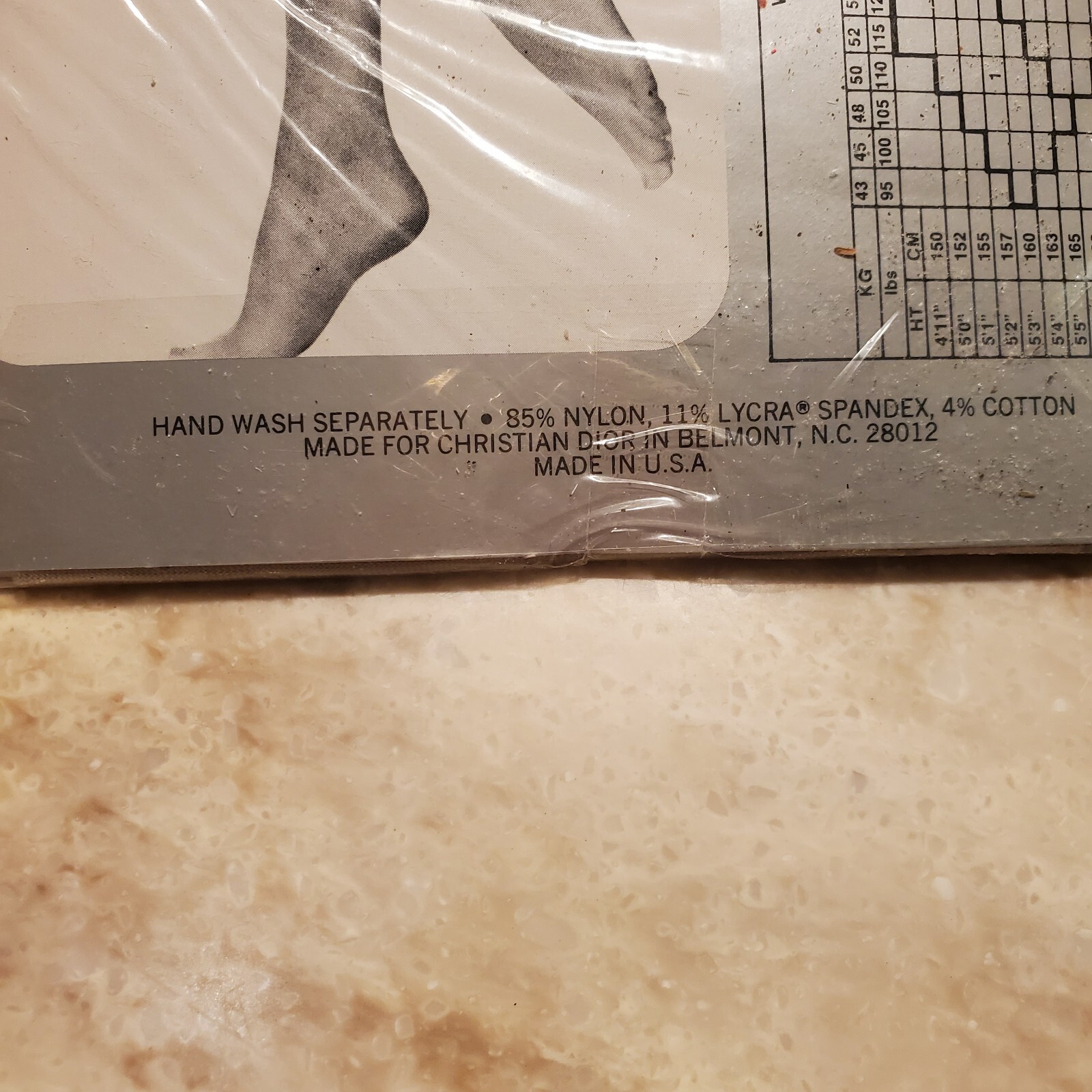 VTG CHRISTIAN DIOR Pantyhose Ultra Sheer Sandalfoot Size 1 Ash DIORISSIMO