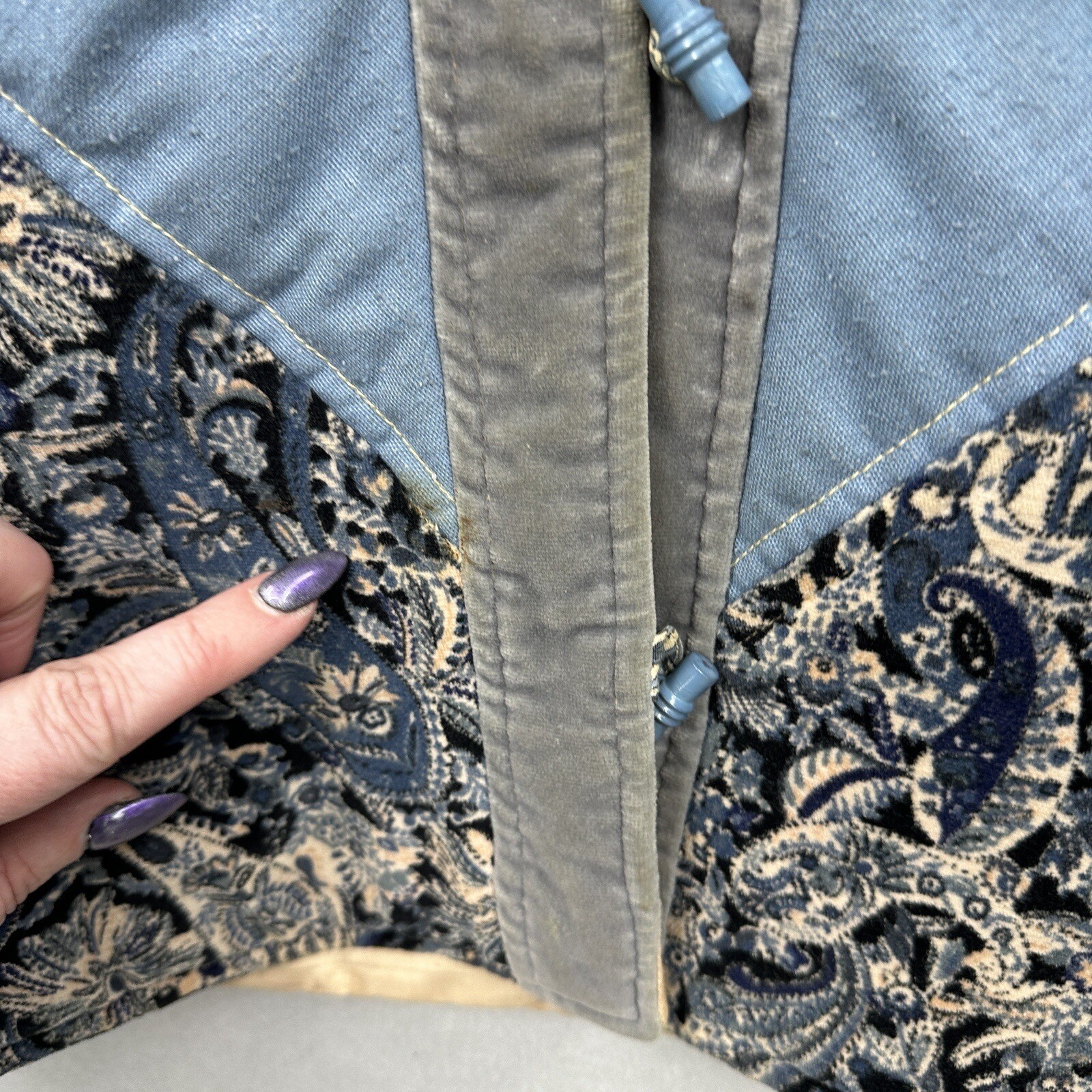Vintage Jack Slote Jacket Women M Patchwork Cottagecore Quilted Boho Granny READ