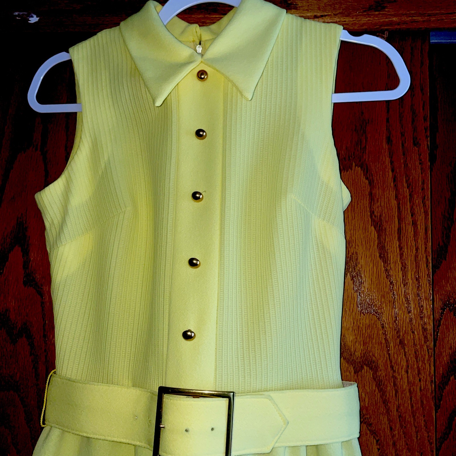 Vintage Jerrie Laurie Yellow Belted Maxie Dress Women’s Size 8 Sleeveless, USA