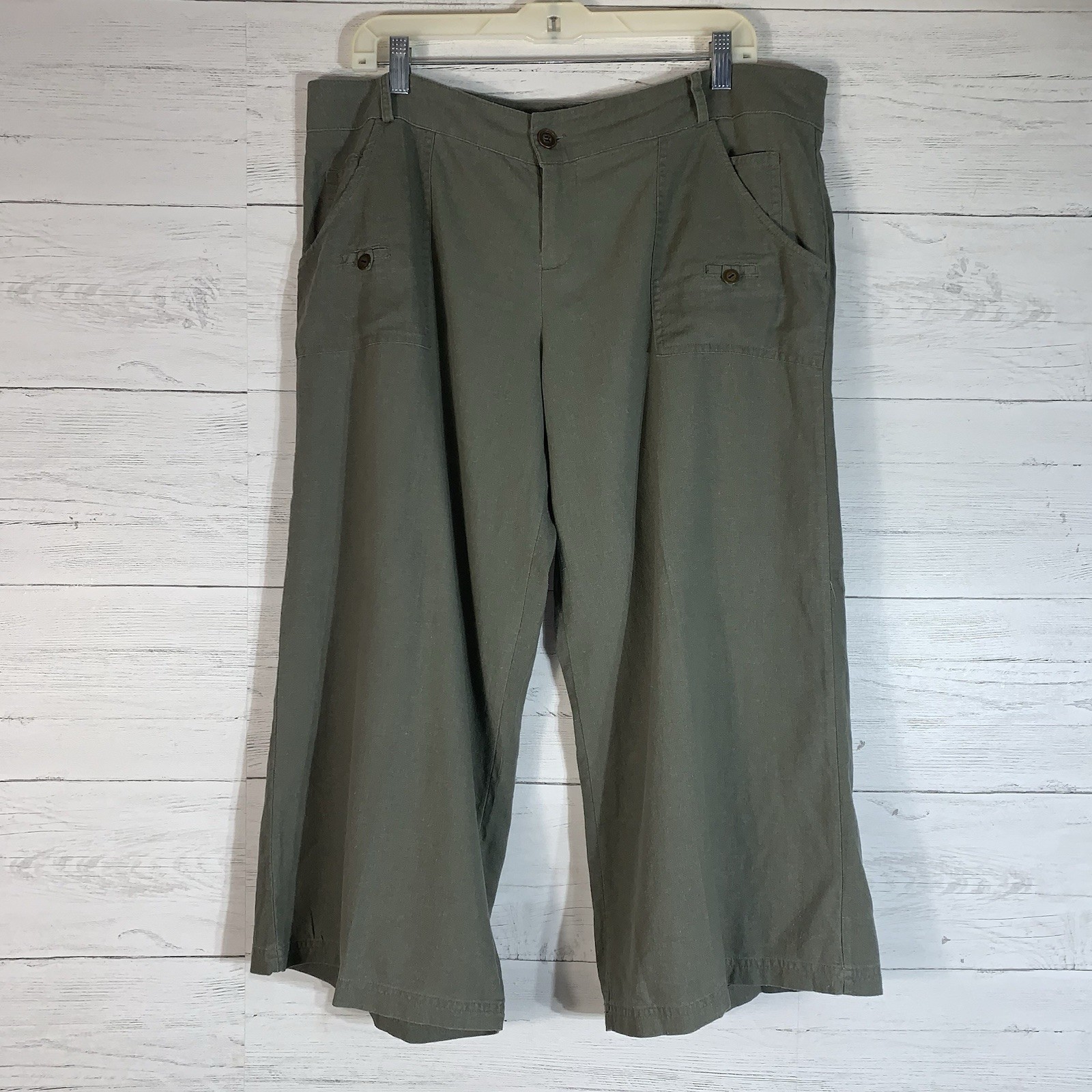 Y2K Speechless Linen Wide Leg Capri Pants Size 15 (waist 38) army Green NWT