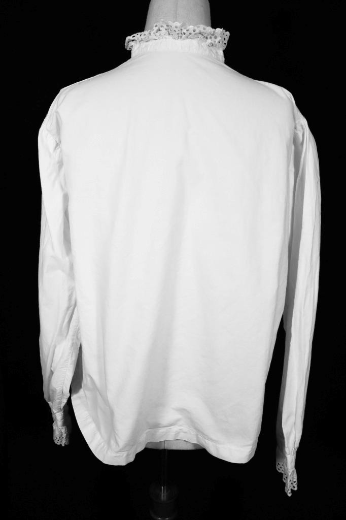 Antique French 1920’s White Cotton Flannel Lined Blouse Size Large Exc Cond