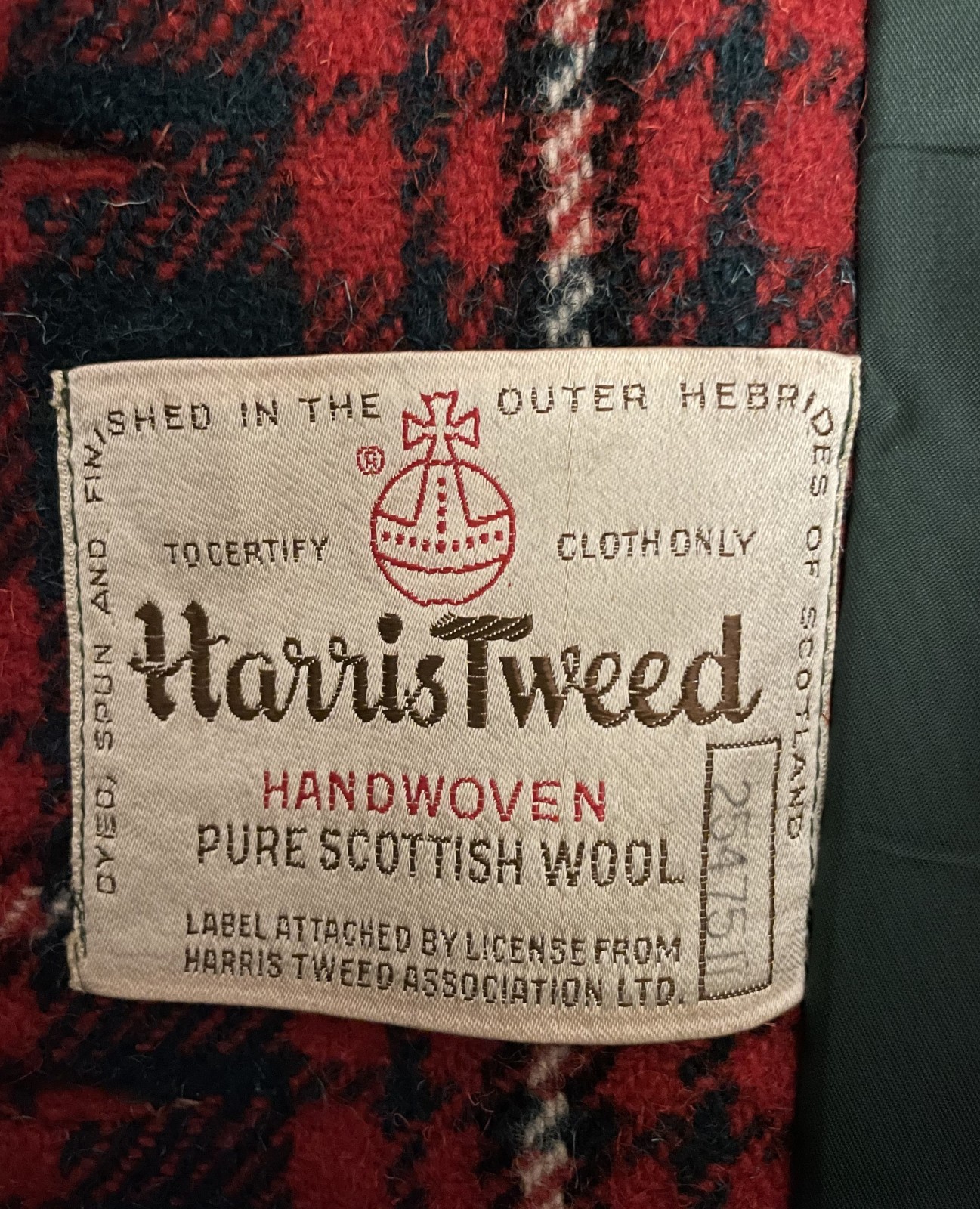 1950s Vintage Red Green Plaid Wool Scotland Harris Tweed Ladies Coat NOS S/M