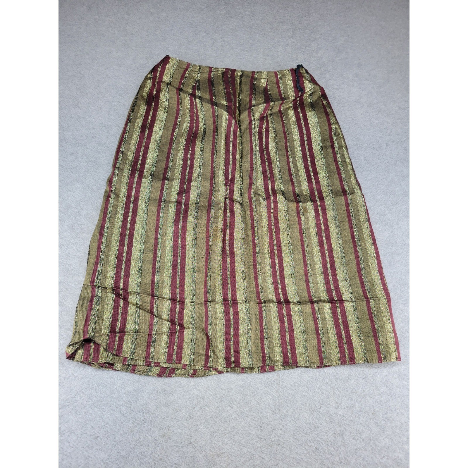 Vintage Anne Klein Metallic Lurex Striped Skirt Set Medium ILGWU USA Made Gold