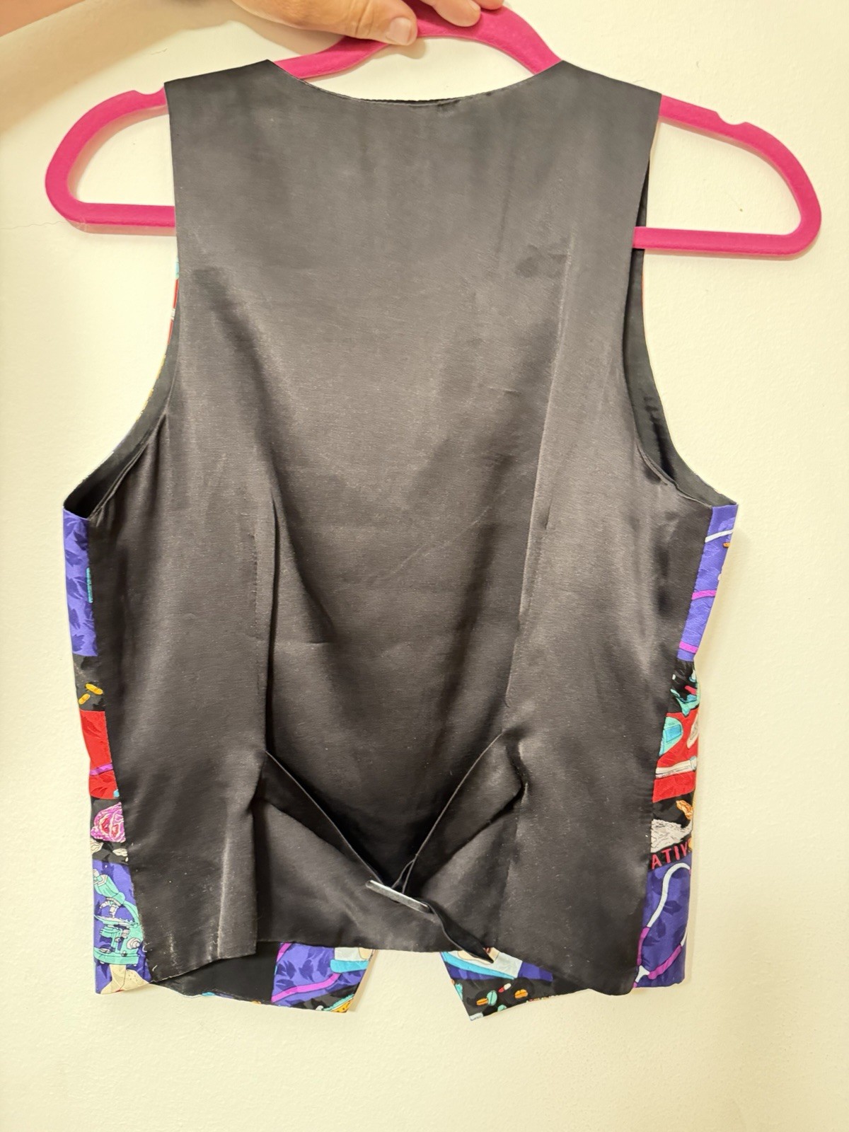 Vintage 1990s Nicole Miller Novelty Doctor Medical Print Vest, Silk, (s)
