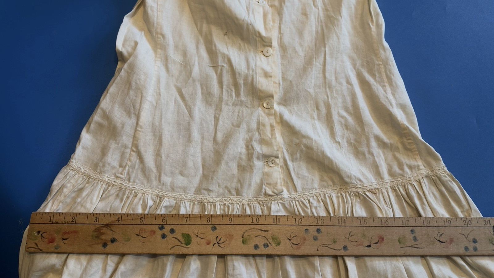 Lovely Antique 19C Lace Trim Cotton Lingerie Full Slip Dress Clothing