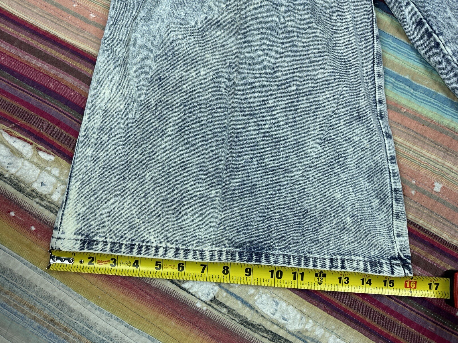 Vintage 80s Acid Wash Denim Flared Culottes Pleated High Waist 22×19 Baggy USA