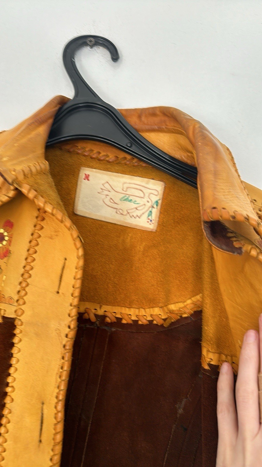 Vintage 70s CHAR Handpainted Hippy Genuine Suede Jacket