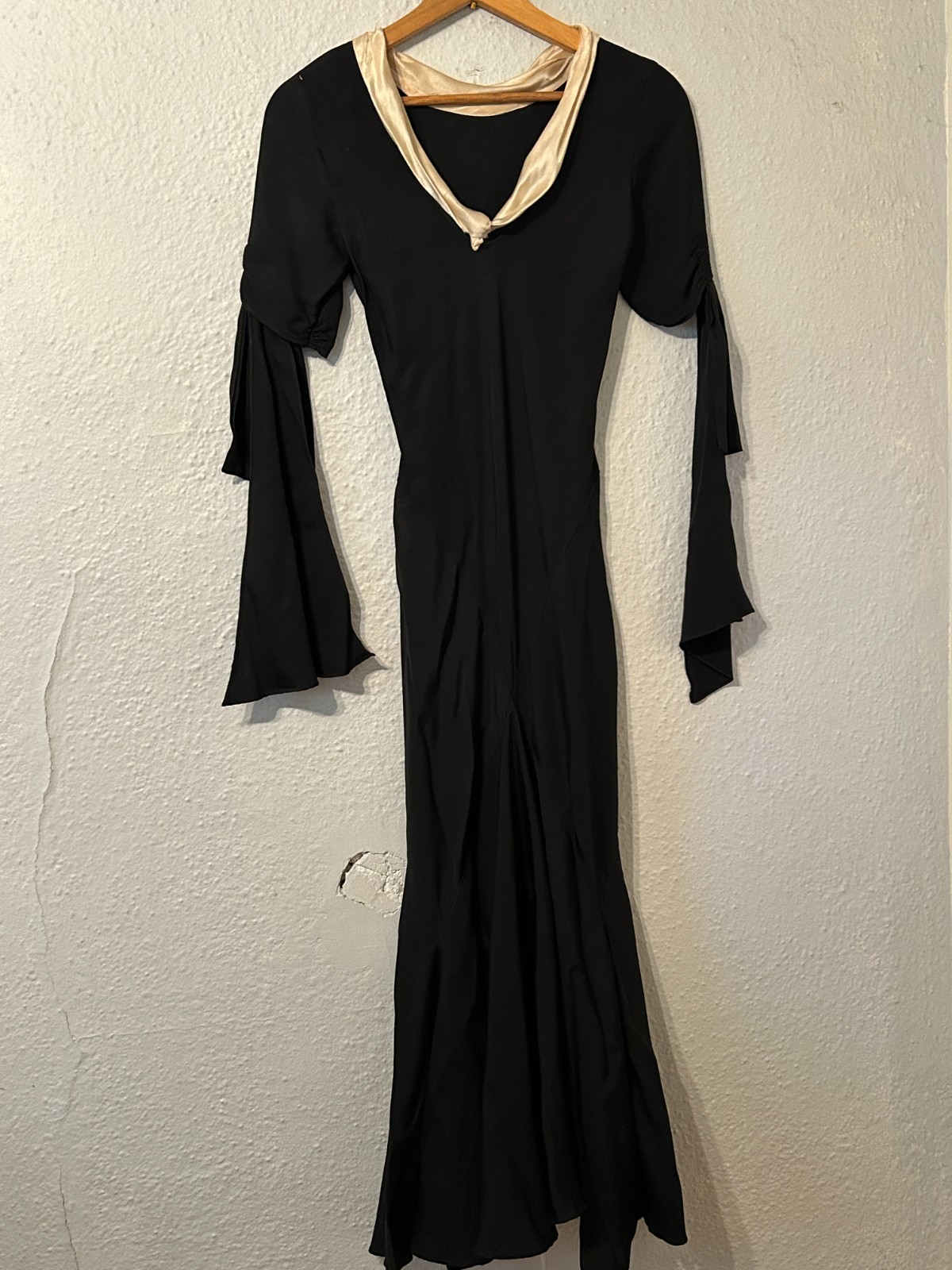 Vintage 1930s Textured Crepe Gown Old Hollywood Dress Bias Cut