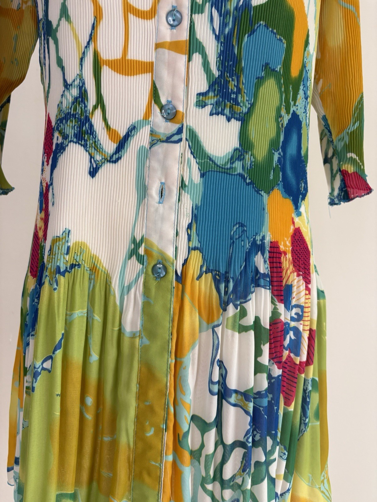 Rossi Roma Vintage Y2K Pleated Dress Womens Large Colorful