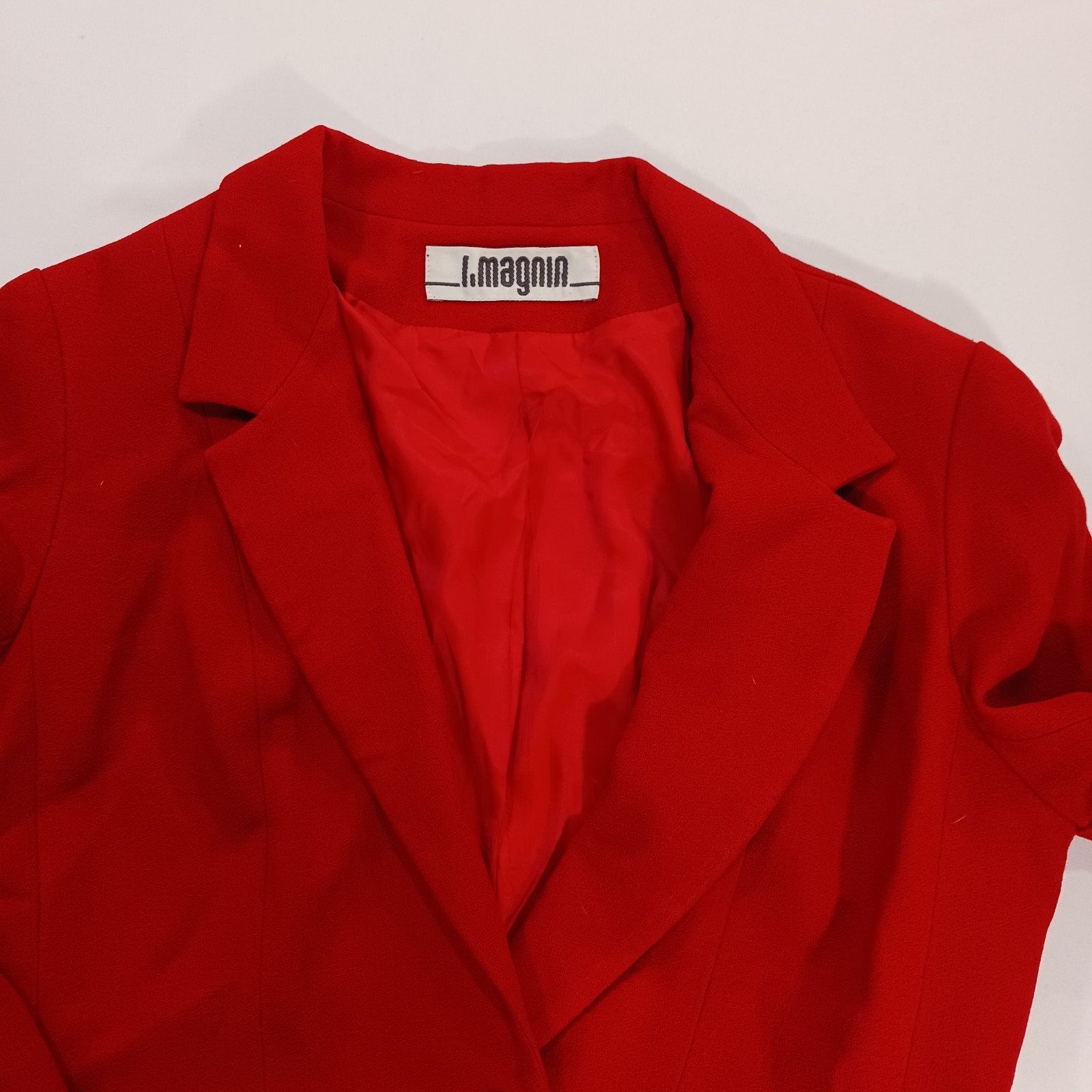 Vintage I. Magnin David Hayes Women’s Red 100% Pure Wool Blazer Jacket Size 14