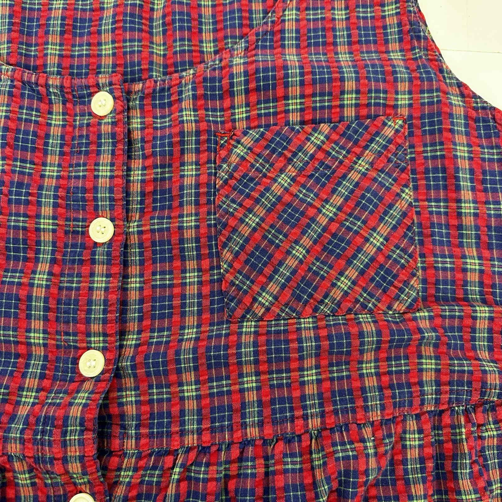 VTG CST Sport Babydoll Dress Plaid Cottagecore Grunge Side Pockets Plus 2X READ