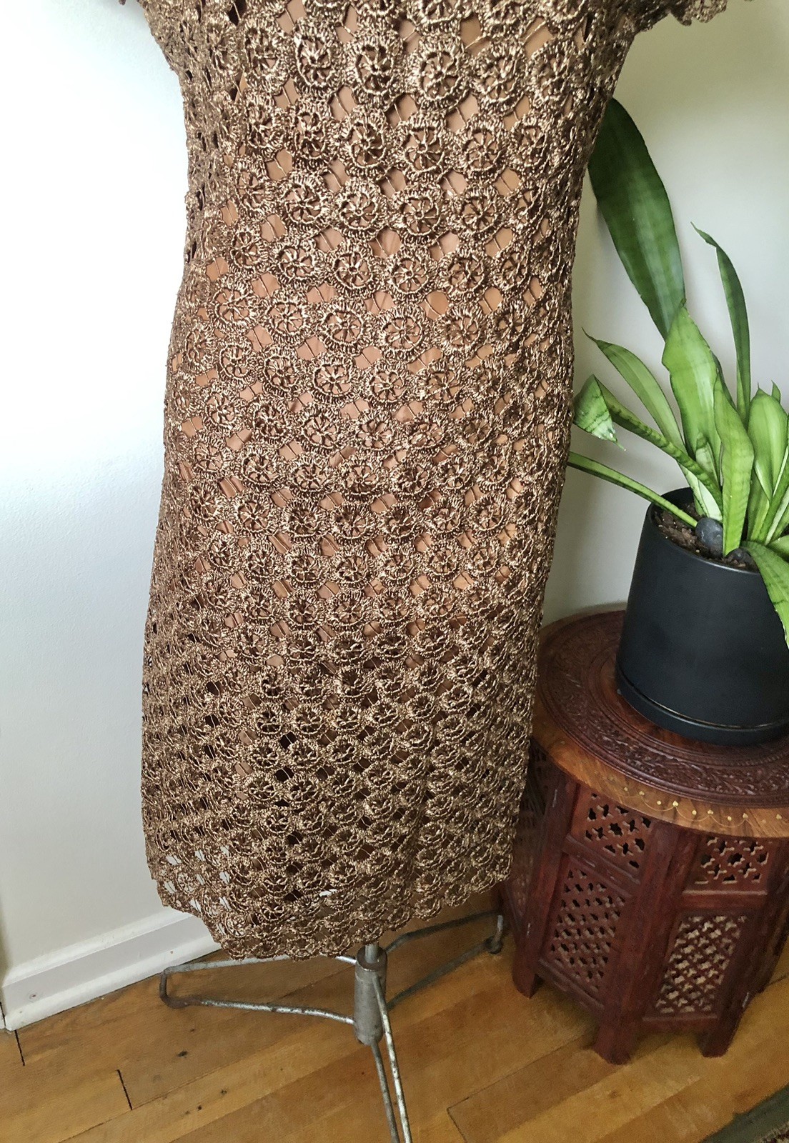Vintage Italian Woven Raffia Latte Brown Dress