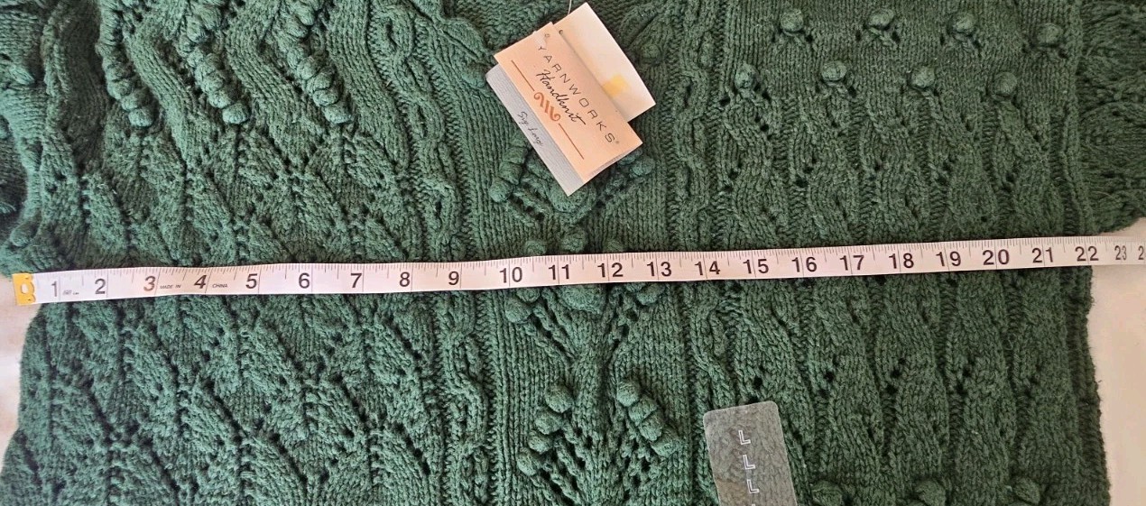NWT Deadstock Vtg 90s Yarnworks Handknit Sweater Womens Size L Green Chunky