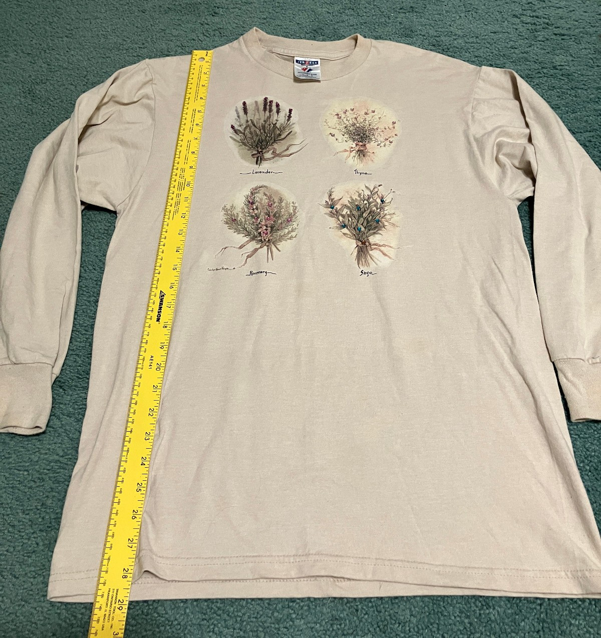 Long sleeves herbs with rhinestones design vintage T shirt Carolyn Shores Wright