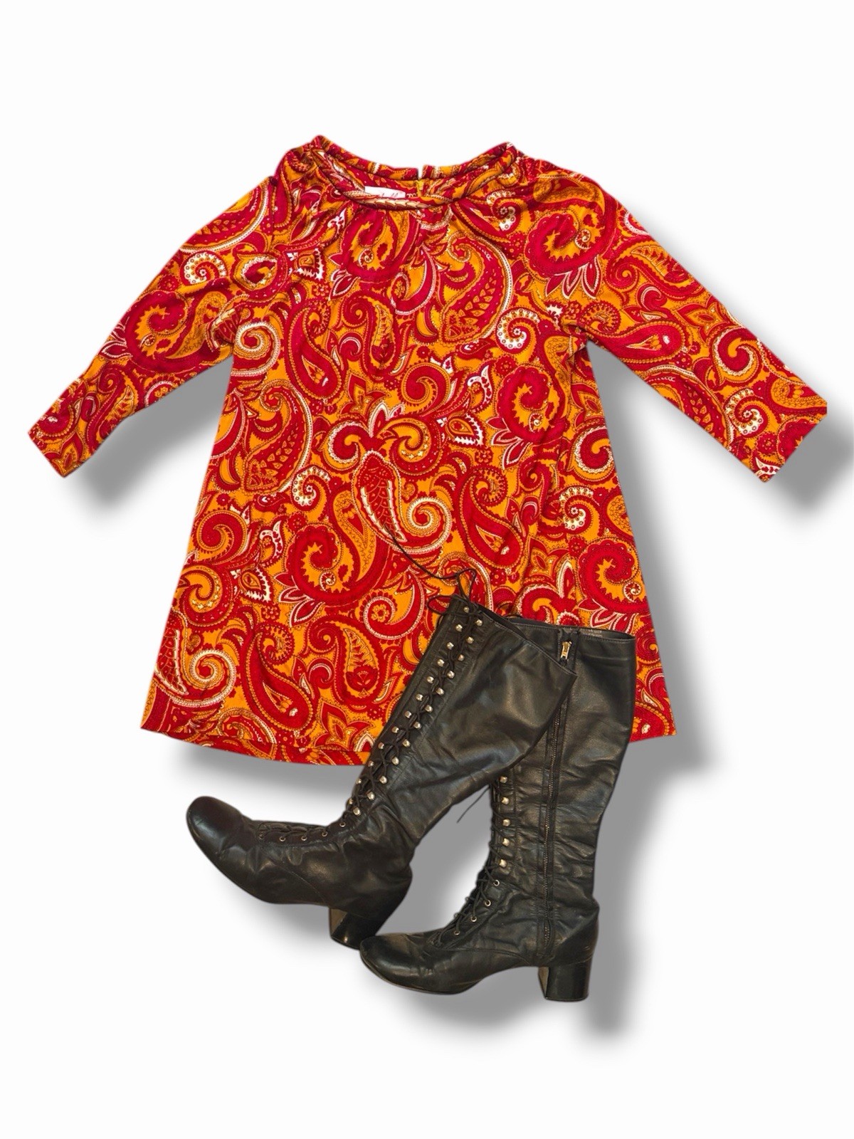 Vintage 1960’s Psychedelic Tunic Mini Dress 60s Mod Paisley Mad Men Size S