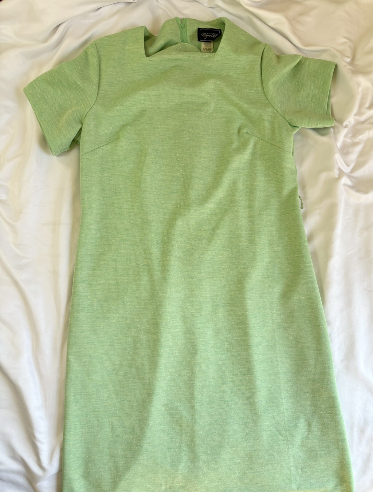 Vintage 60s 70s MOD Mynette Lime Green Poly Retro Dress & Top NEW Prop Old Stock