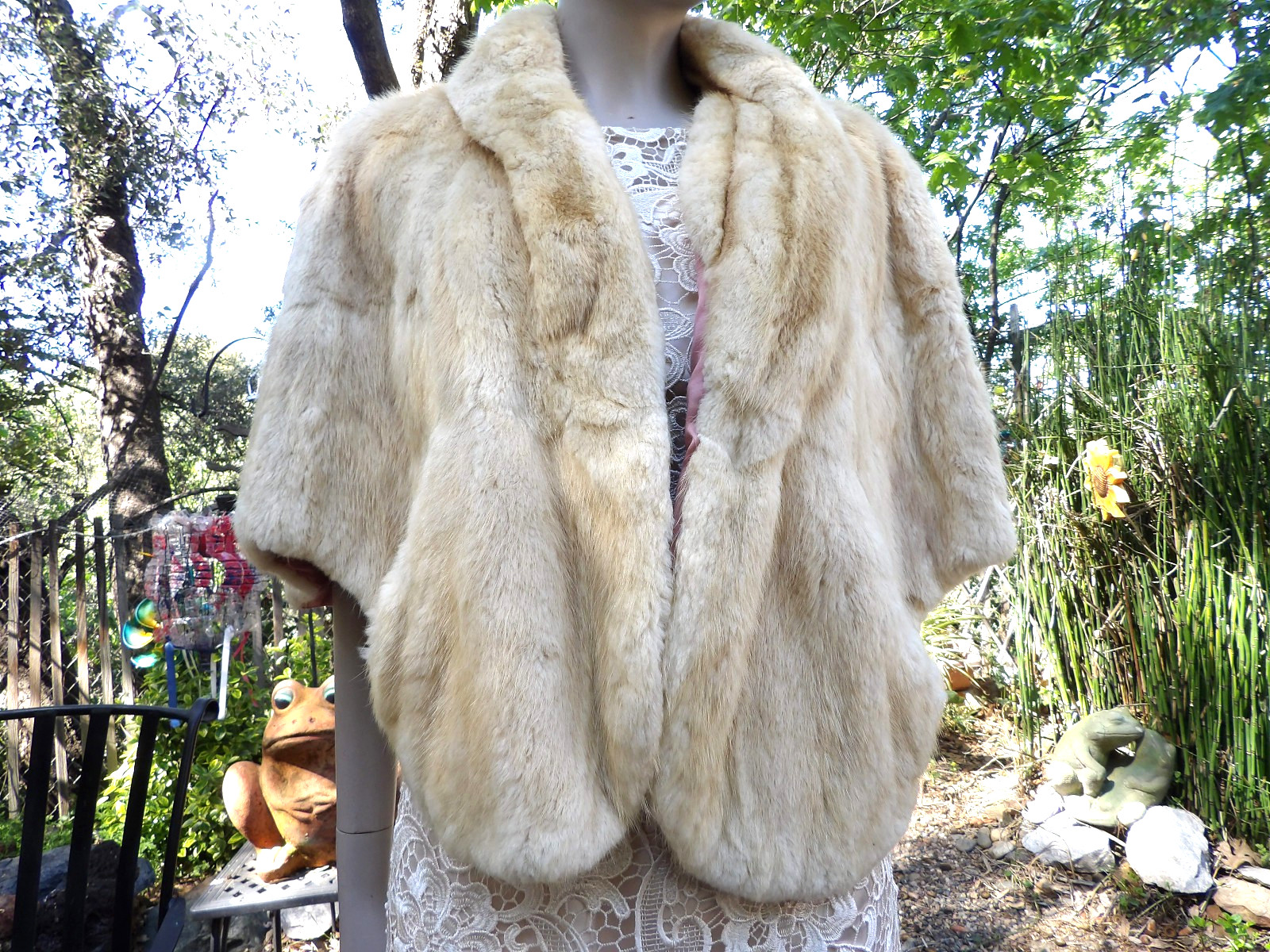 VTG A. LUBRITZ FURS GENUINE BLONDE MINK STOLE CAPE COAT L&L SHOP NEW ORLEANS