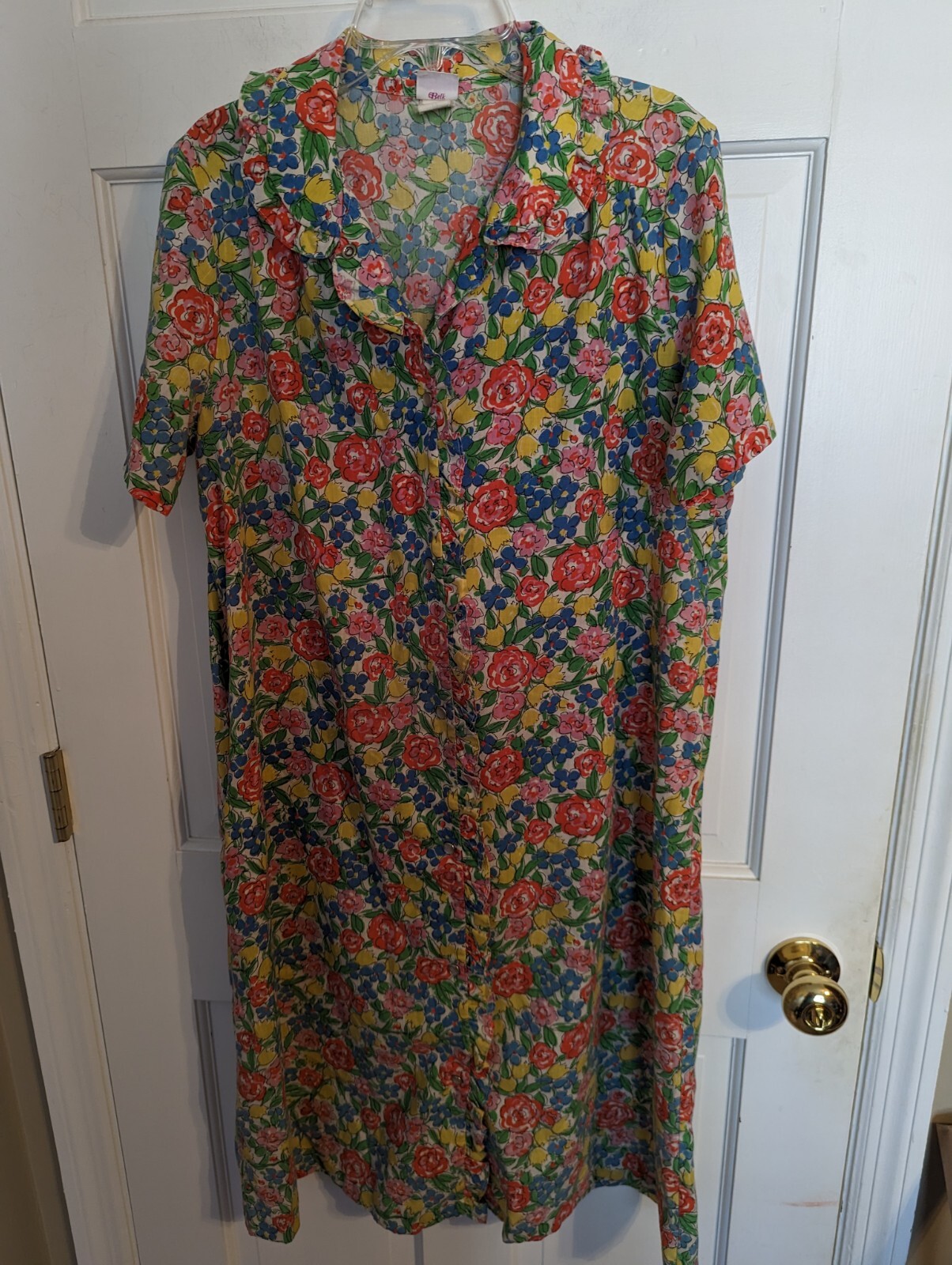 Vintage Heiress Belk Floral Mumu Nightgown Ruffled Collar Snap Ladies sz 10
