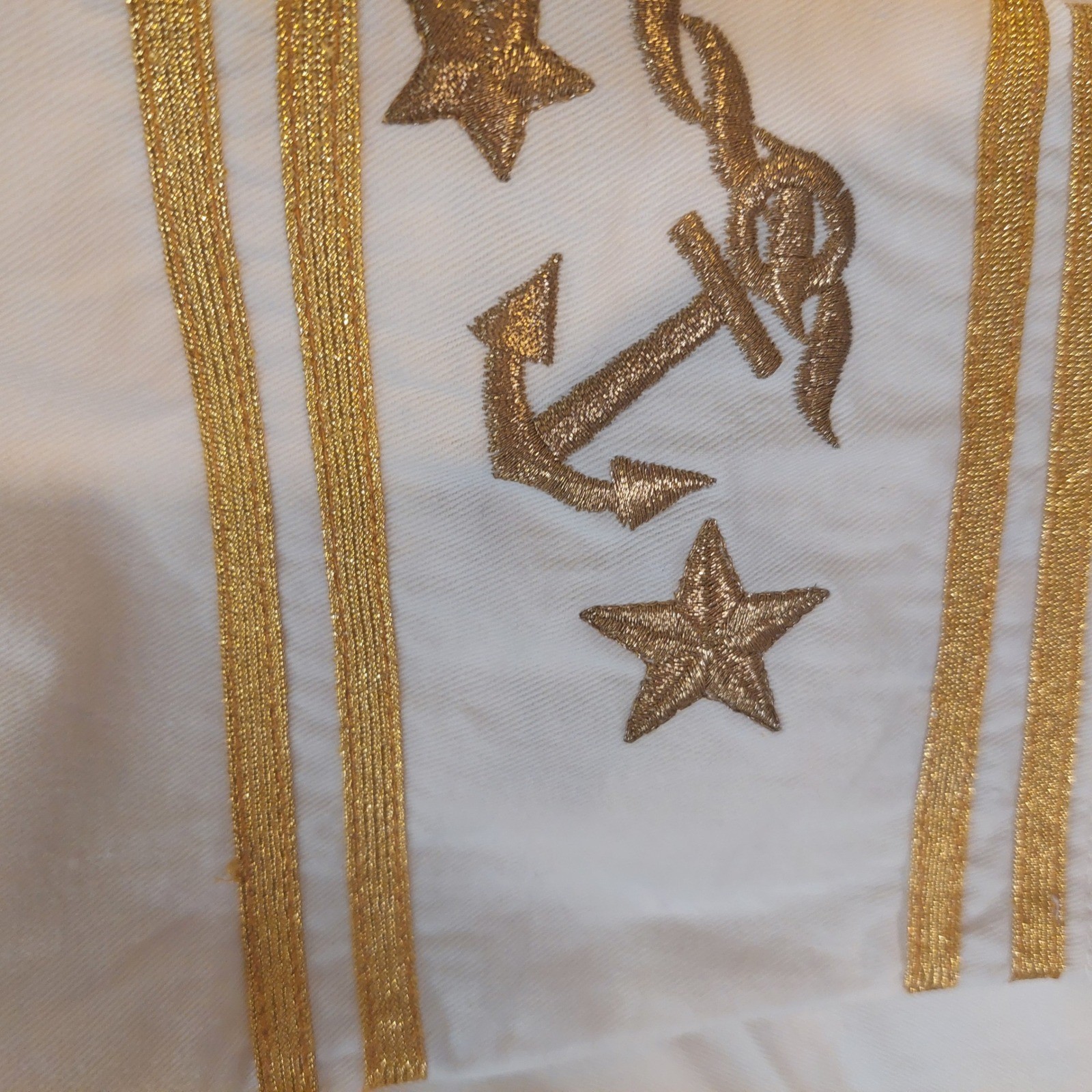Renata B Nautical Blazer Pant Set Womens 12T White Gold Anchor Star Vintage 80s