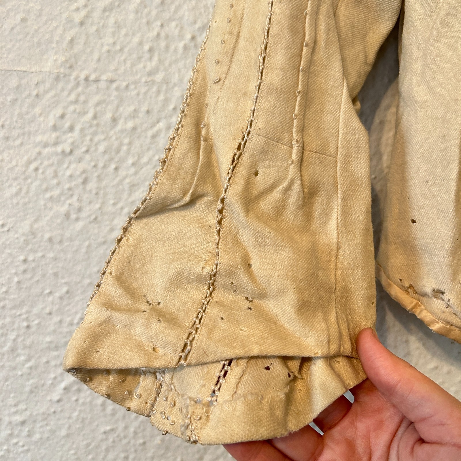 Antique 1800s Victorian Corseted Bodice Blouse Lace Display Study Fragile AS IS