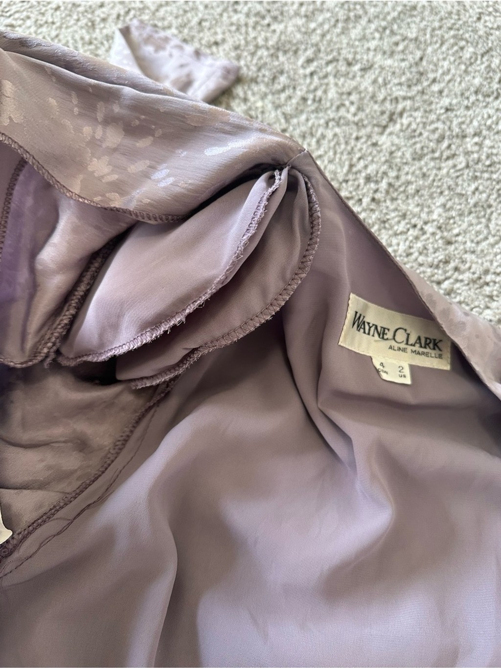 Wayne Clark Vintage Silk Draped Wrap Dress Size US 2 CDN 4 Light Purple
