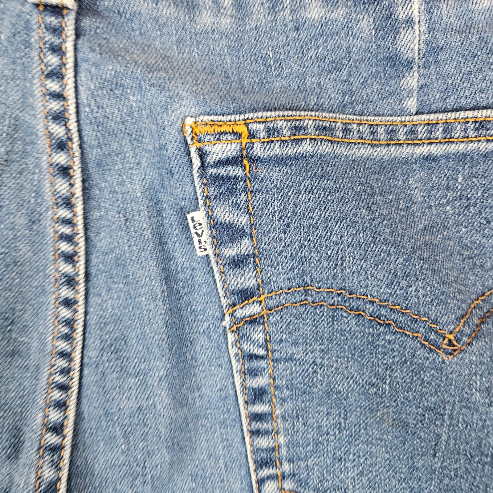 Vintage Levis 26W 40 Light Wash Patchwork Straight Leg Jeans Made in USA Blue