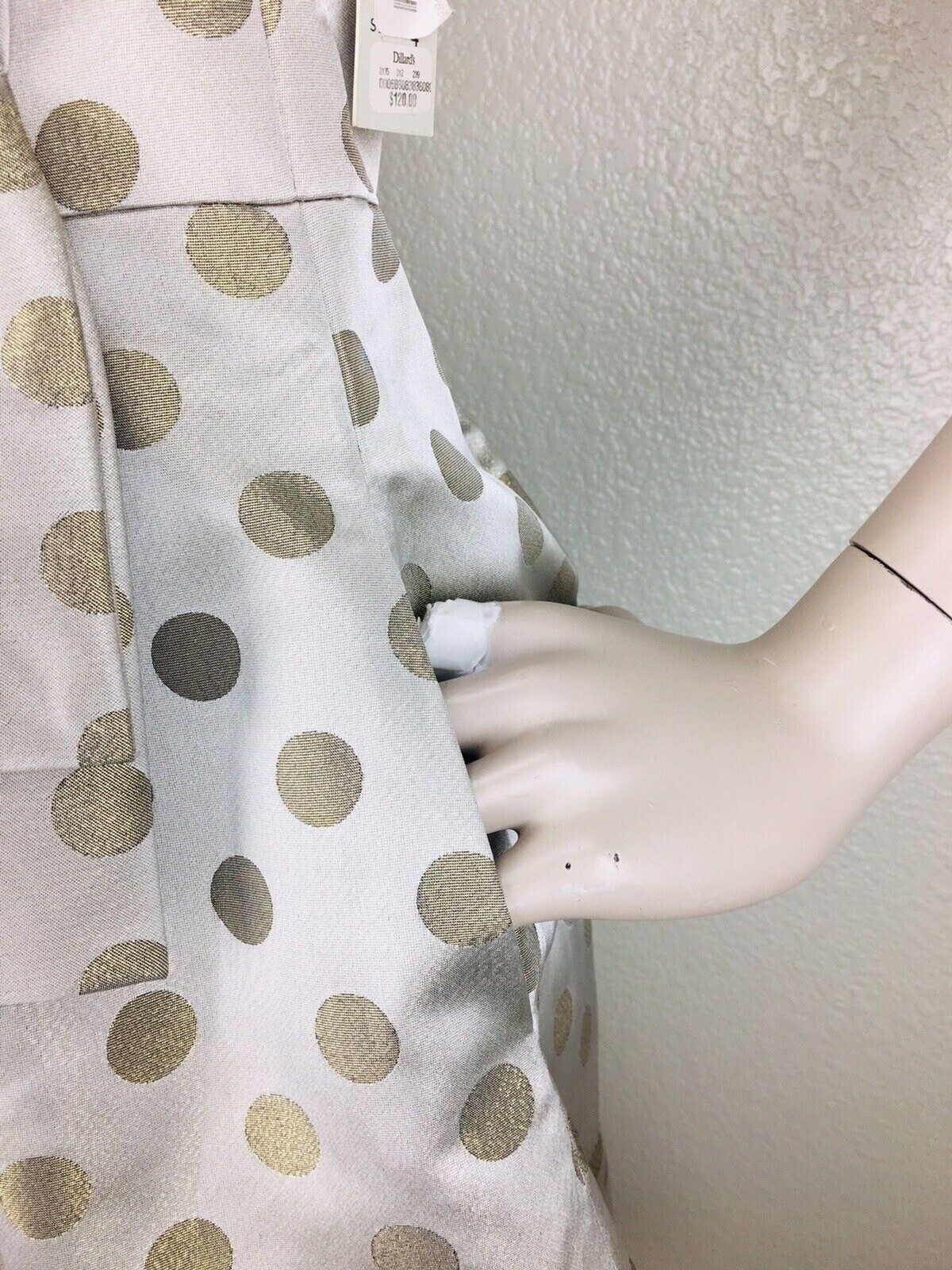 Vintage Y2K Eliza J Polka Dot Metallic Gold Strapless Bow Party Dress Size 4 NEW