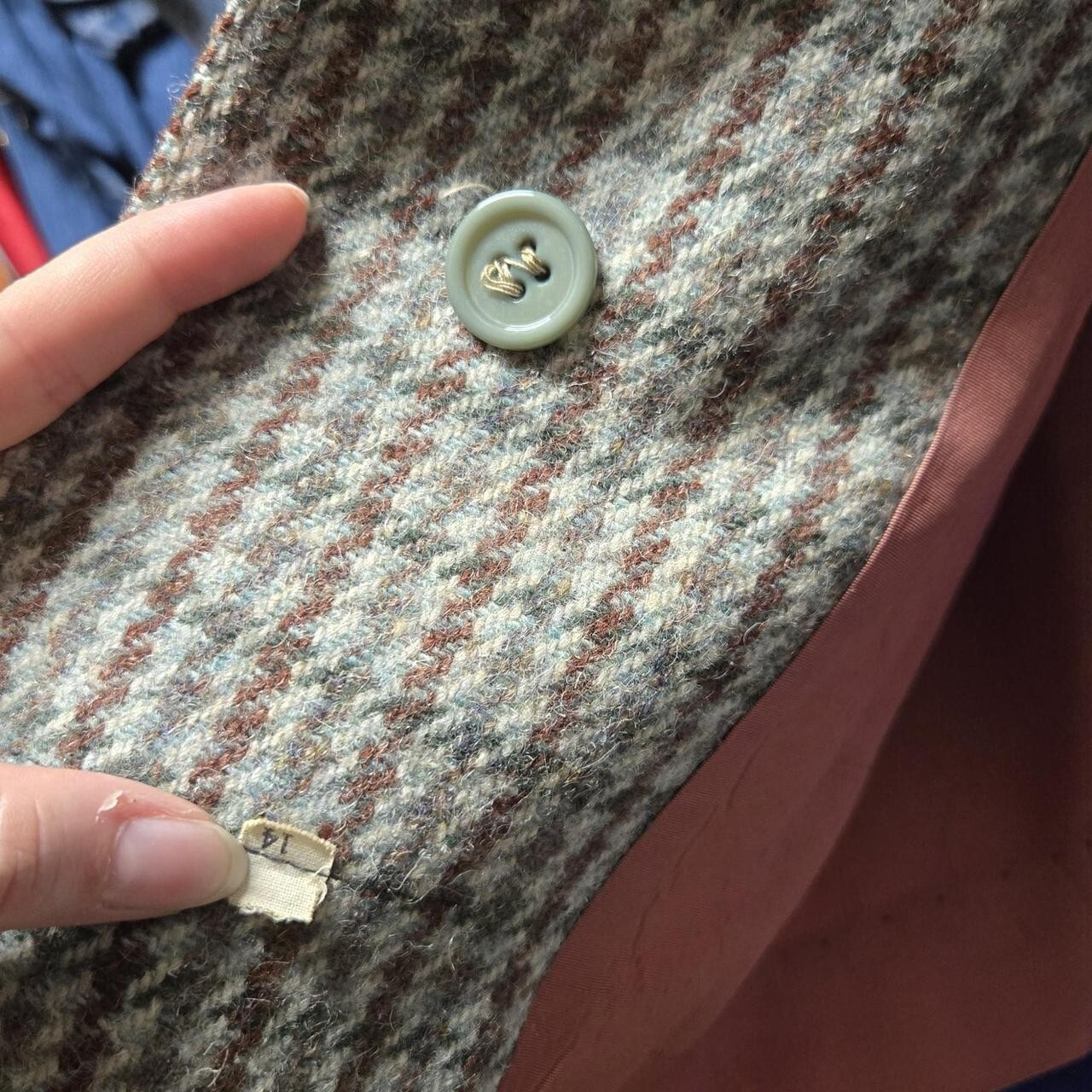 Vtg 60s Harris Tweed Green Wool Coat Women’s 14, AS IS *