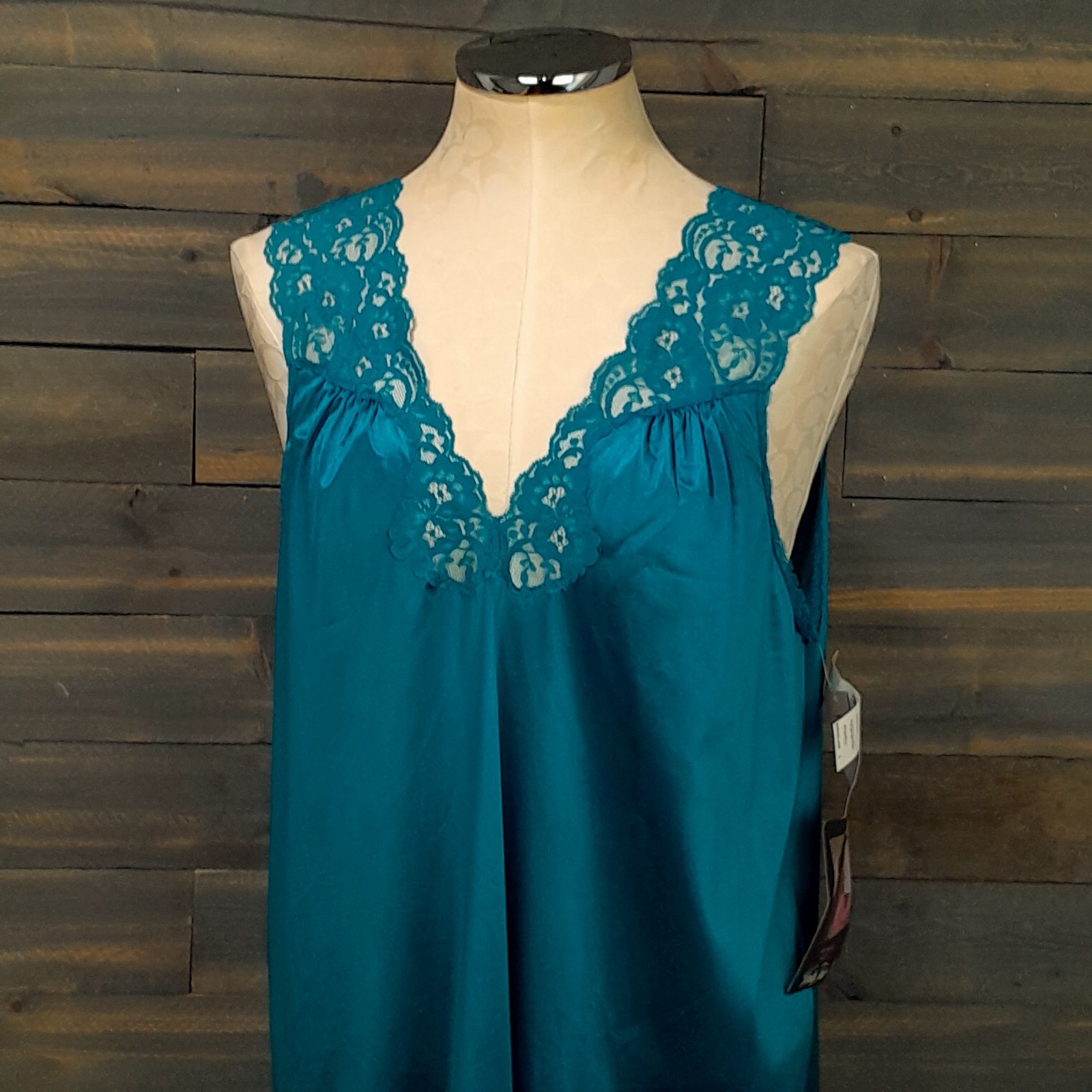 Vanity Fair Midi Nightgown Womens M Green Lace Negligee Made USA Vintage NWT