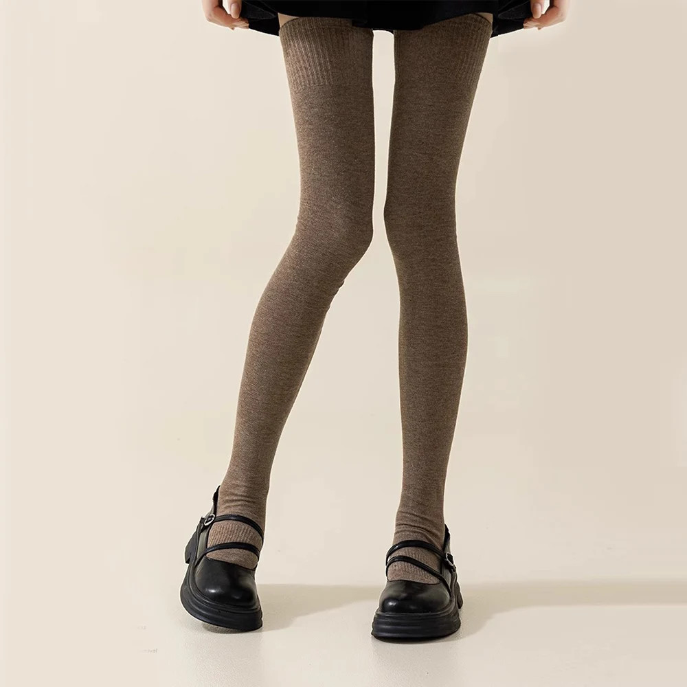 Winter Thigh High Socks For Women 100cm Lengthened JK Lolita Stockings Solid Col
