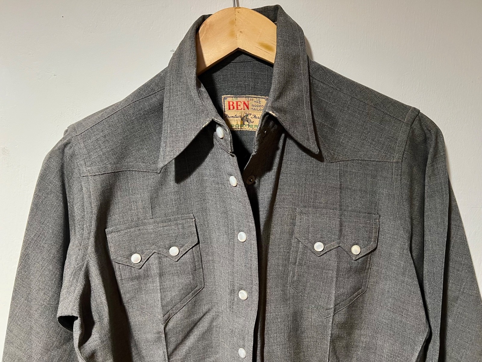 Rodeo Ben Shirt Blouse Vintage 1950s Western Cowgirl Cowboy Snaps Distressed VLV