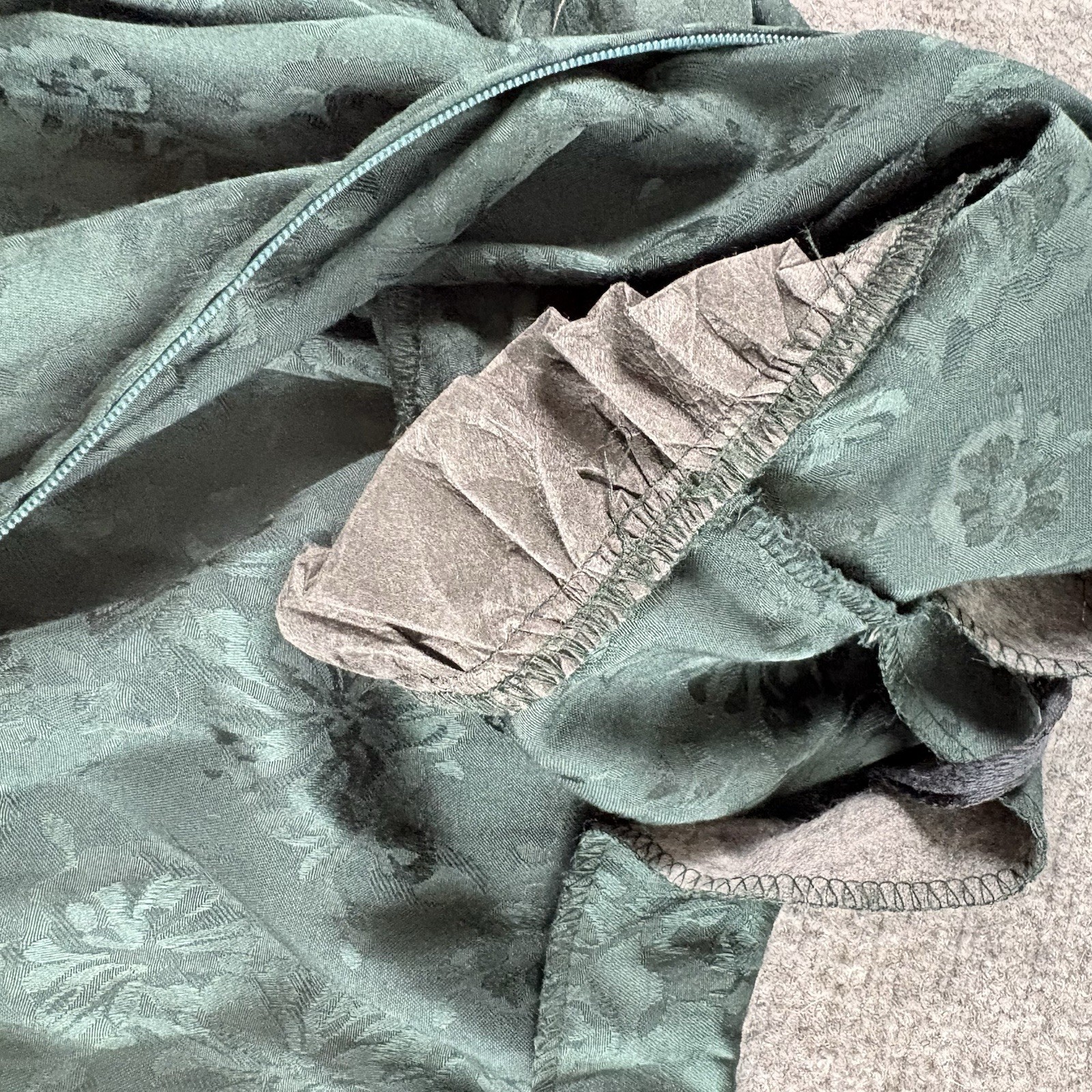 Vintage 80s Miss Dorby Dress Women’s 14 Green Jacquard Cottagecore Regency Fairy