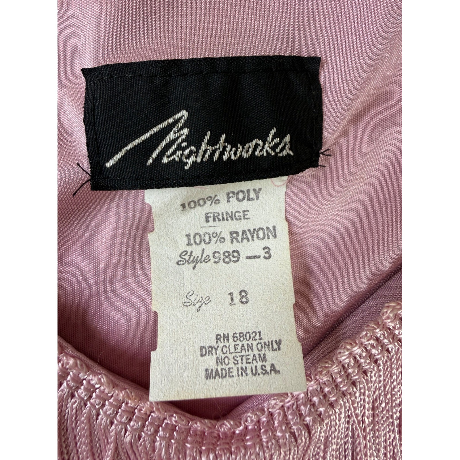 Nightworks Vintage Pink Fringe Mini Dress Tunic V-Neck Flapper Style Size 18