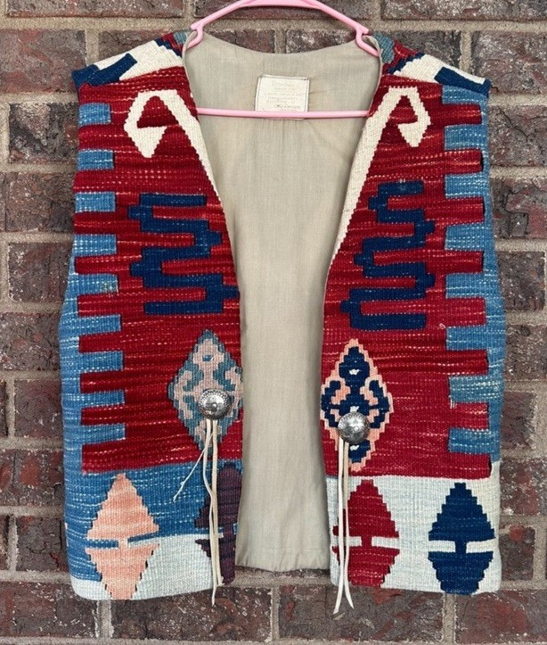Vintage Boucher Santa Fe Handmade Full-Kilim Wool Vest Rare Southwestern