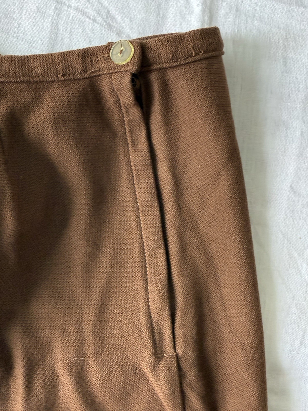 VINTAGE Women’s Cigarette Pencil Leg Cropped Pants Brown Side Zip Fitted Sz 4