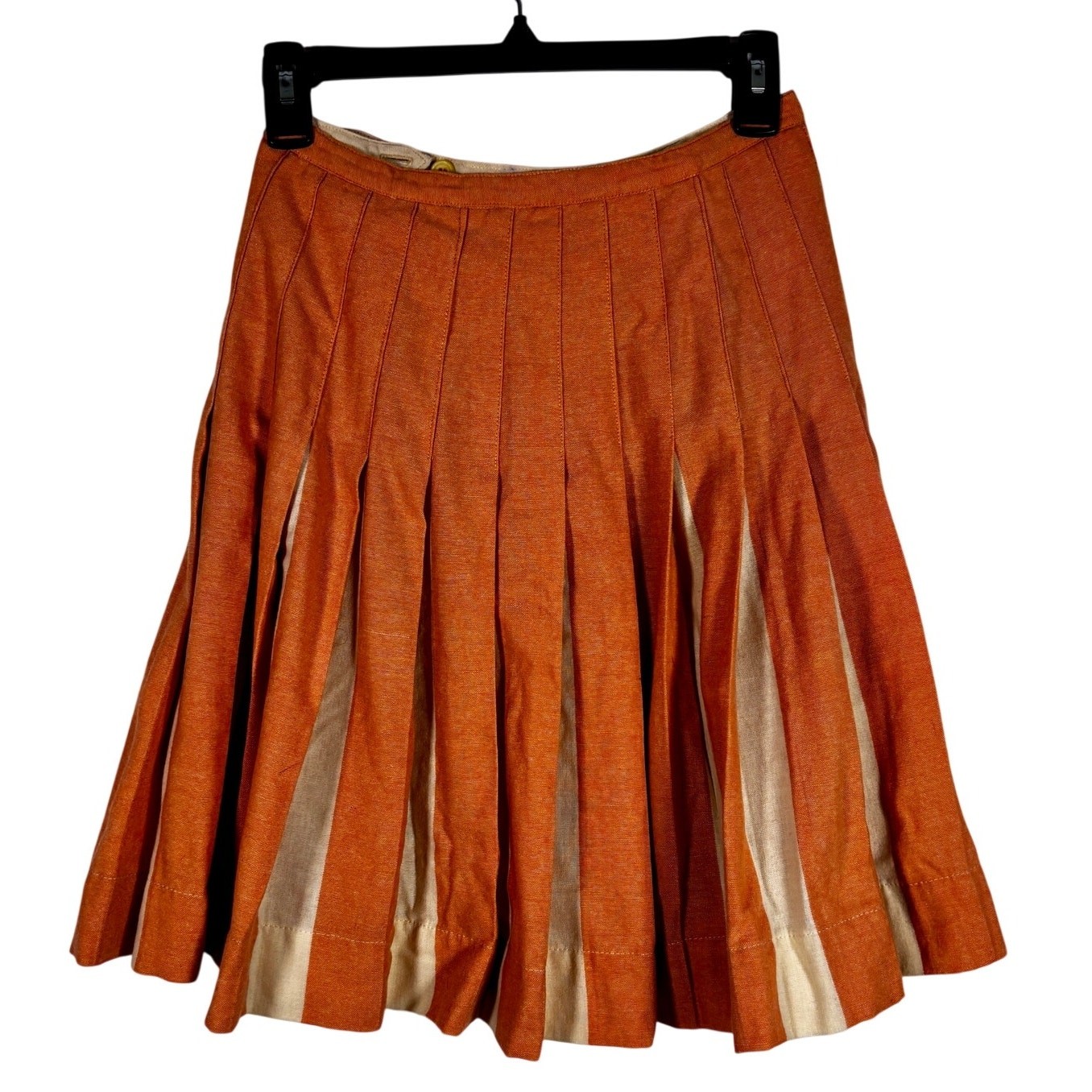 Vintage 1960s Wool Pleated Mini Skirt Century of Boston Salmon Pink Beige 26