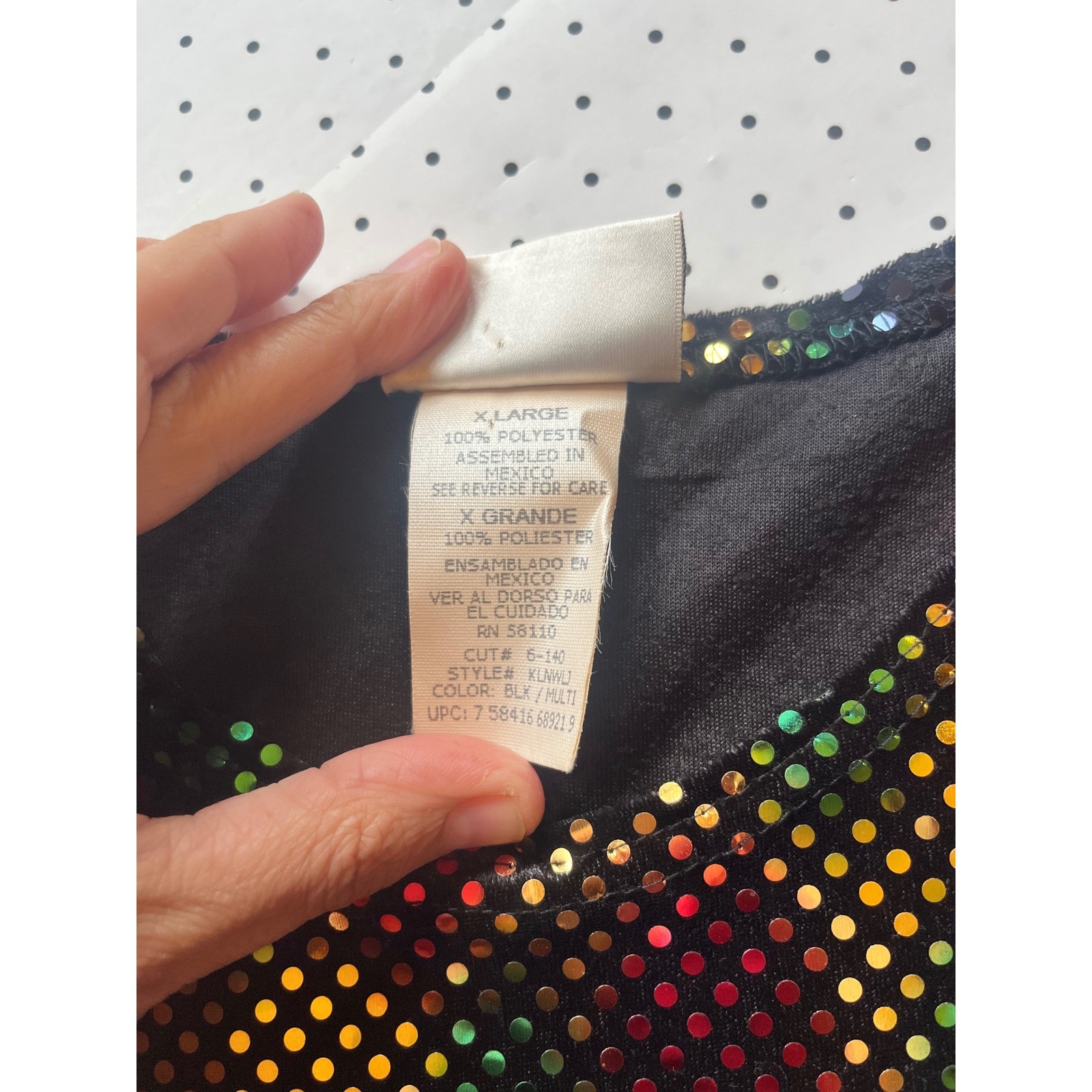 Kathie Lee Collection Vintage Y2K Metallic Disco Top Multicolor Foil Dot Blouse