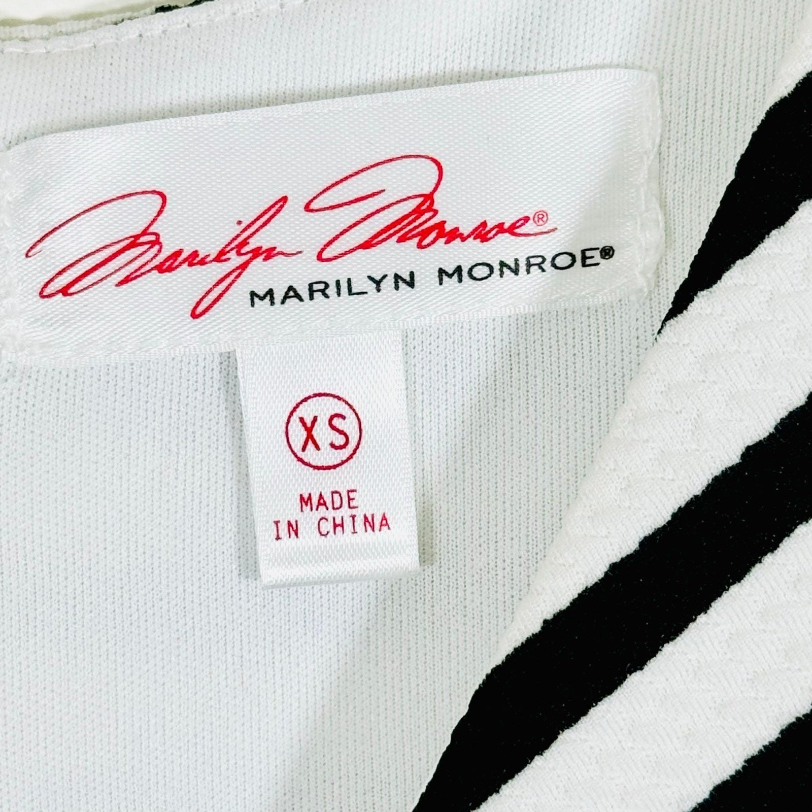 Marilyn Monroe NWT Black White Chevron Stripe Faux Wrap Dress Retro Pinup Glam