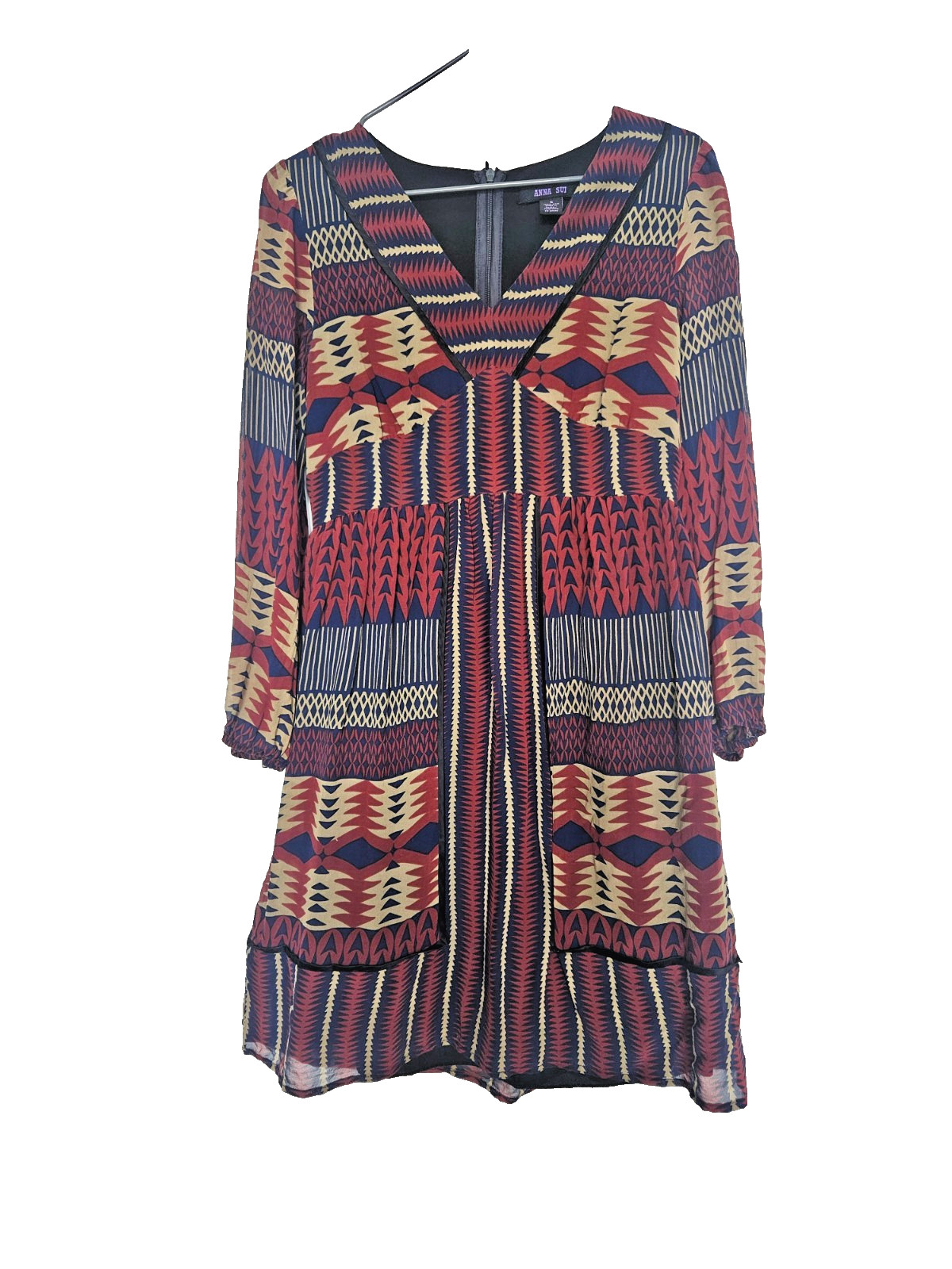 Anna Sui Silk mini dress, boho Chic gothic A line size S babydoll