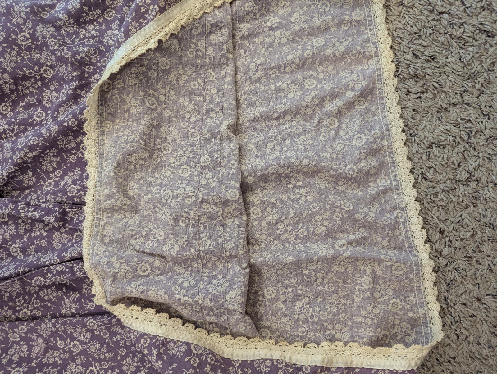Vintage 1970’s JC Penney Purple Floral & Lace Boho Prairie Style Dress Size 18