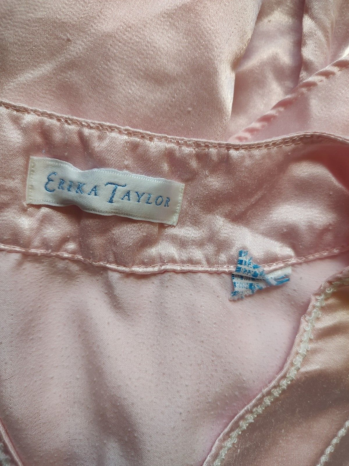 Vintage 90’s Nightgown Erica Taylor Brushed Back Satin Shine Pink Nightshirt L