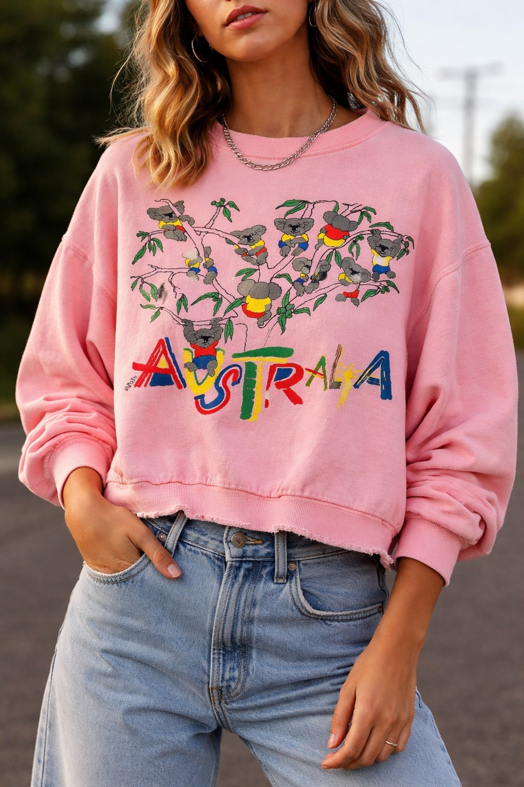 Vintage Australia Koala XL Sweatshirt Pink Distressed Graphic Oversized Rare 1