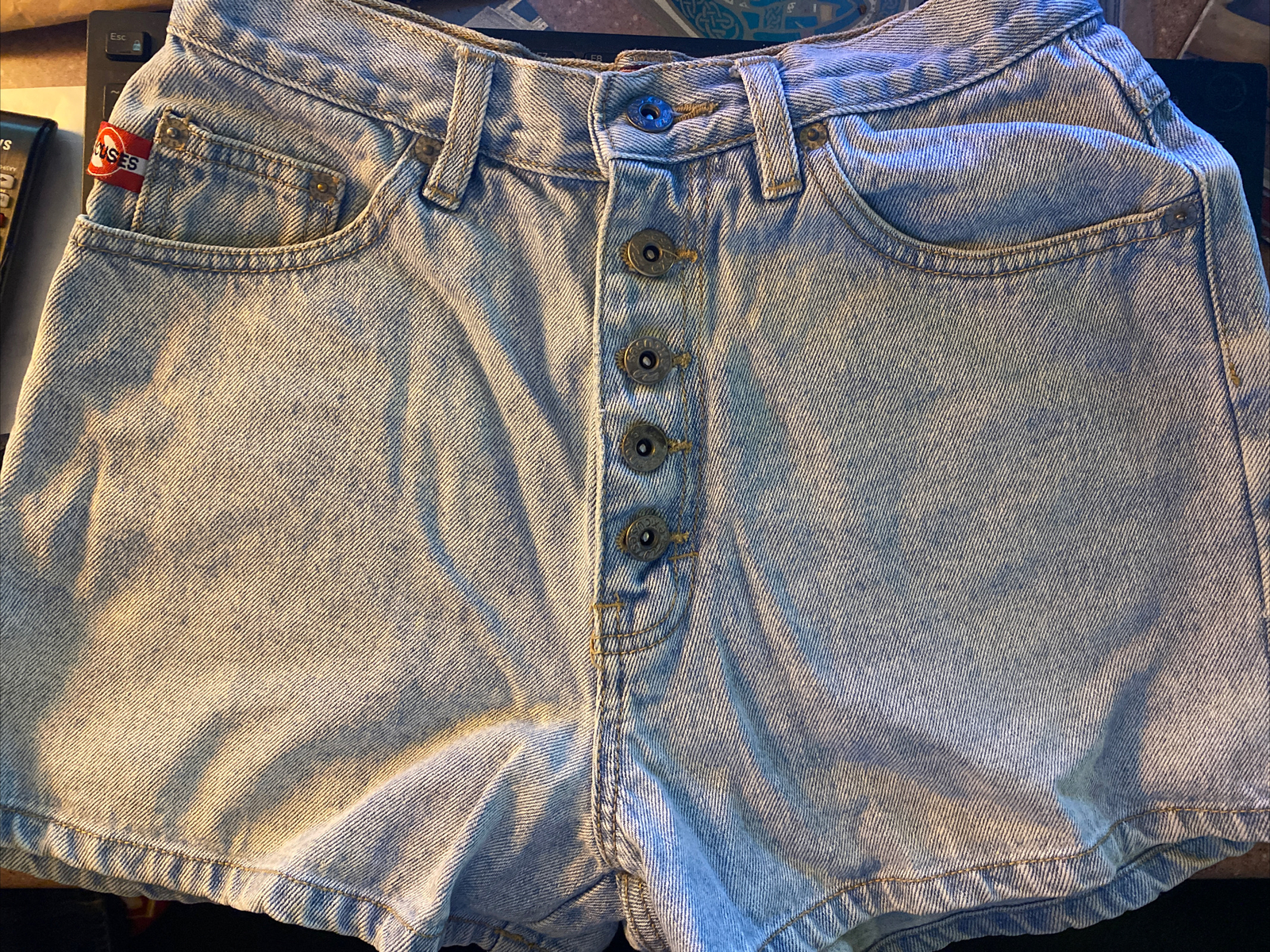 Vintage 90’s No Excuses High Rise Denim Shorts 7/8 buttonfly Blue Jeans