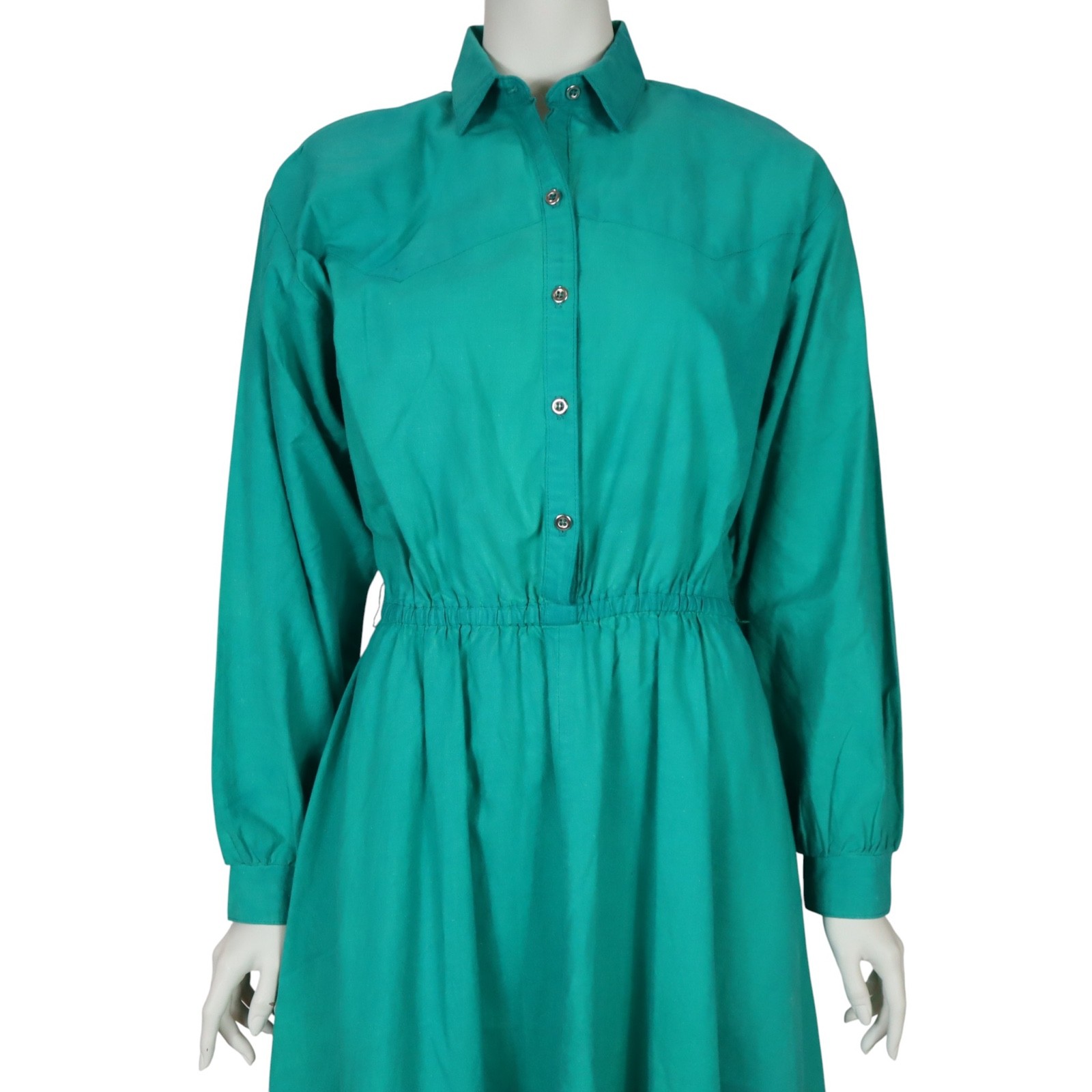 Vintage Panhandle Slim Western Dress Pleated Prairie Green USA 80s Women’s 12