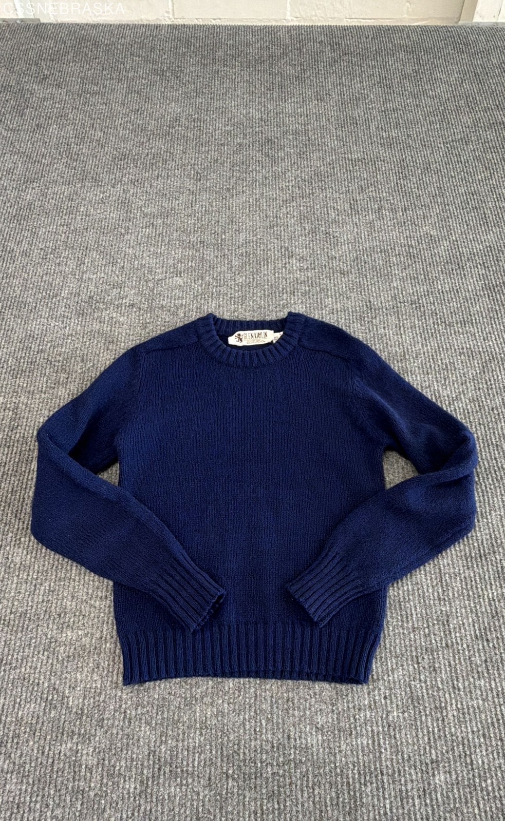 Vintage 90s Glen Kaylin Women’s Navy Shetland Wool Crewneck Sweater Sz S